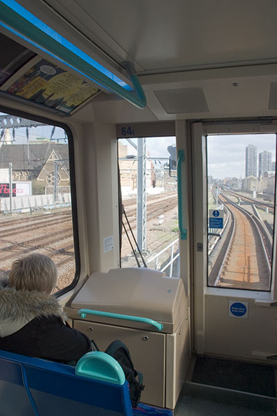 View from the front of DLR B92 stock