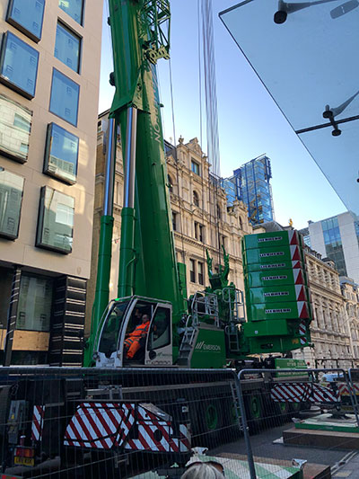 Crane seen in Fenchurch Street 19th January 2020