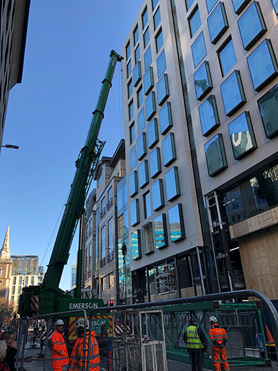 Crane seen in Fenchurch Street 19th January 2020