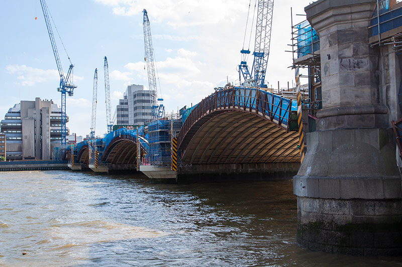Blackfriars bridge during the redevelopment of Blackfriars station