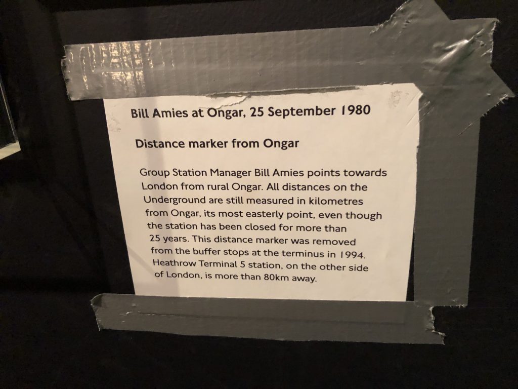 Information about tube distances measured from Ongar